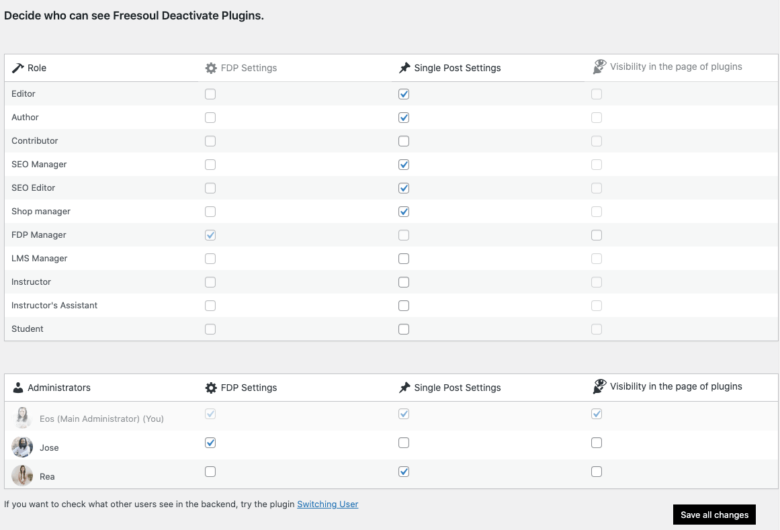 Roles Manager | FDP – Advanced WordPress Plugin Manager | Deactivate ...