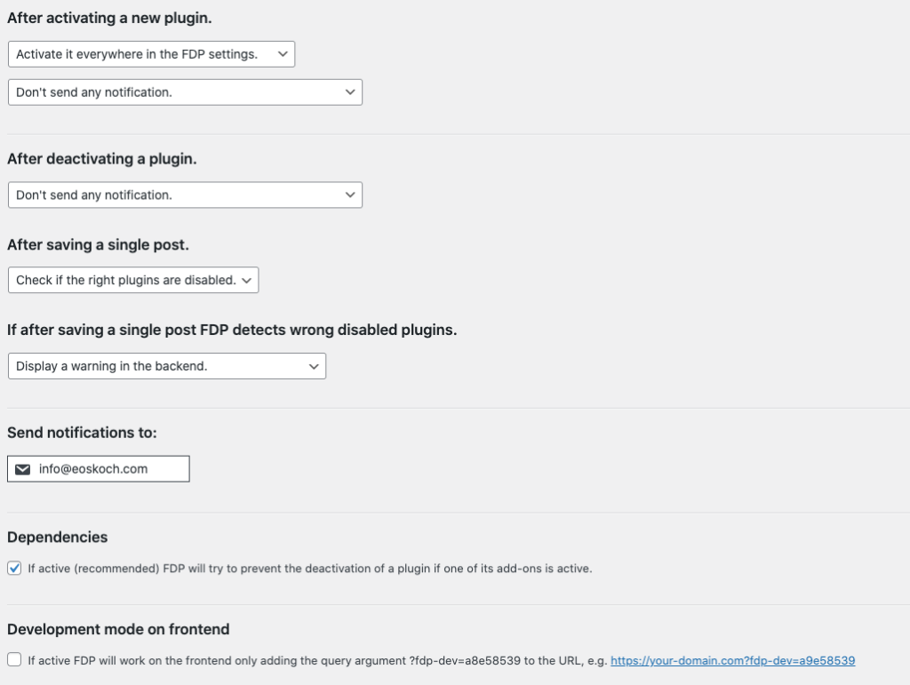 Main settings (PRO) | FDP – Advanced WordPress Plugin Manager ...