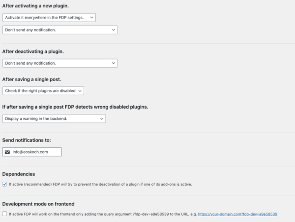 Main settings (PRO) | FDP – Advanced WordPress Plugin Manager ...