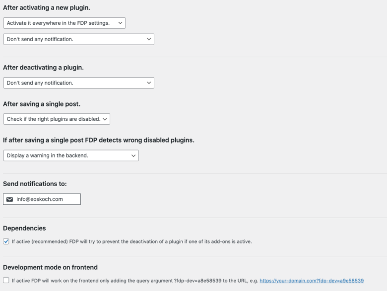 Main settings (PRO) | FDP – Advanced WordPress Plugin Manager ...