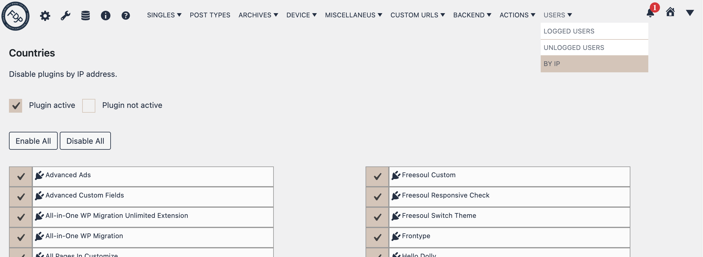 FDP add-on settings page