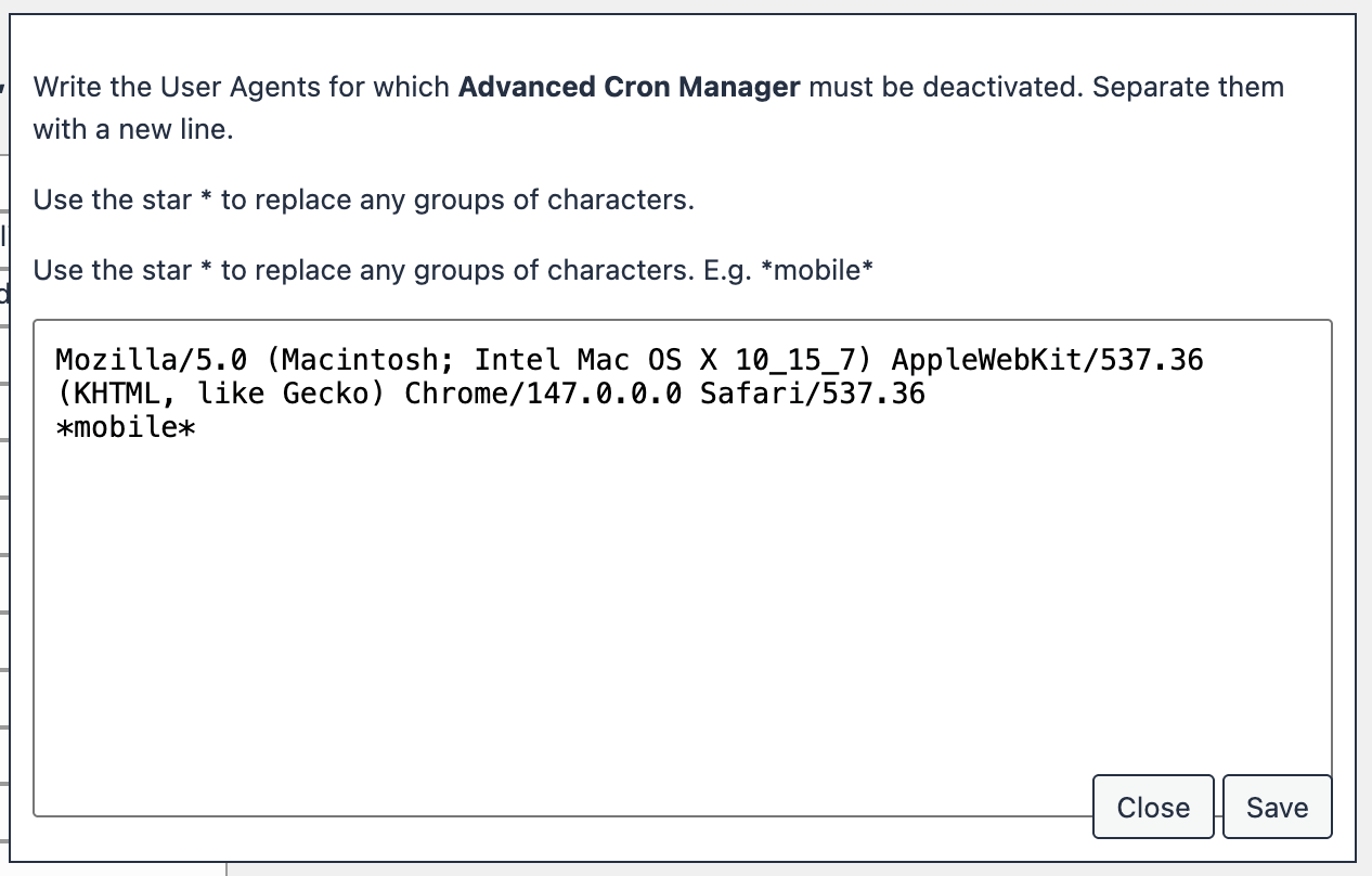 FDP Plugin Manager - User Agents - Popup