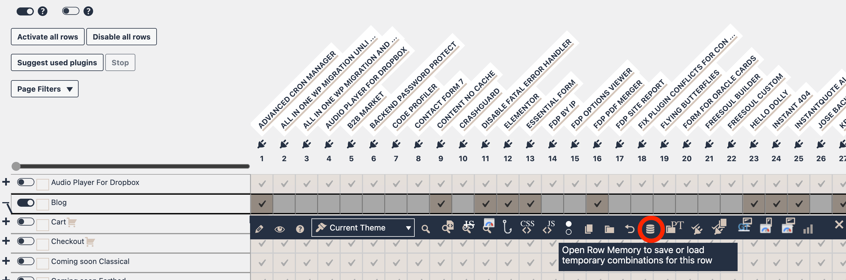 FDP Row Memory Button