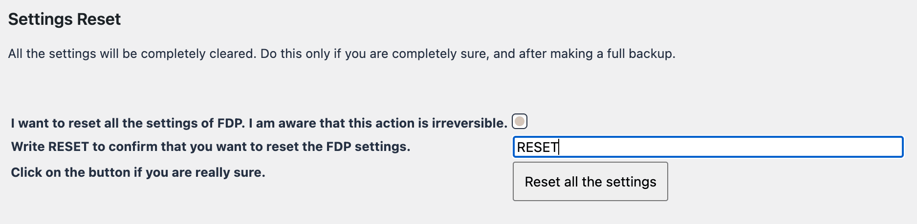 Reset Freesoul Deactivate Plugins Settings